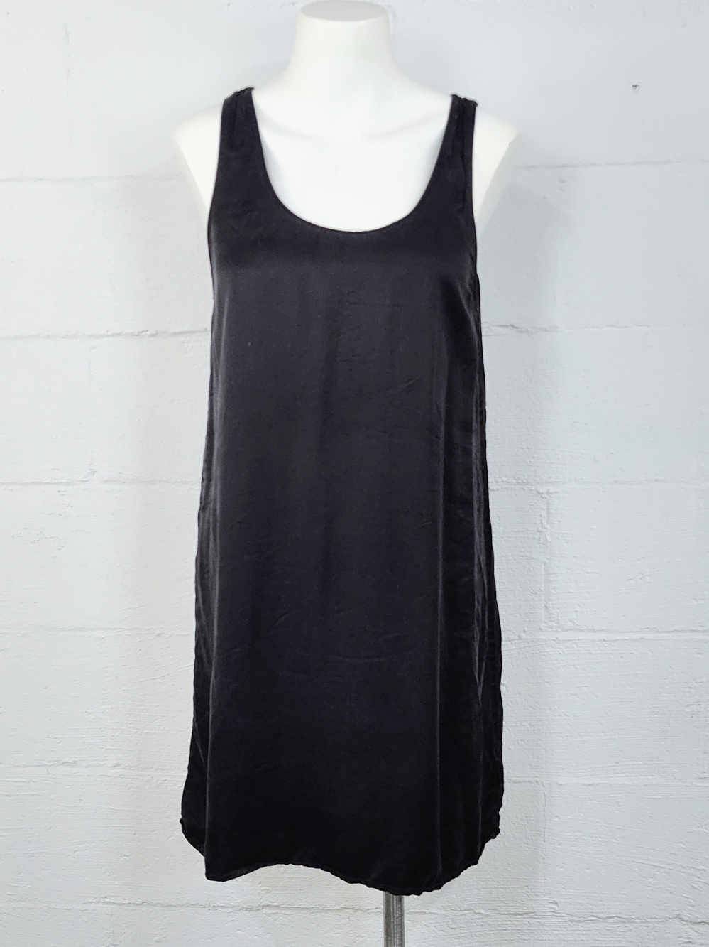 Ginia Black Satin Slip Chemise